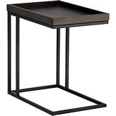 Arden C-Shaped End Table in Grey Oak & Iron